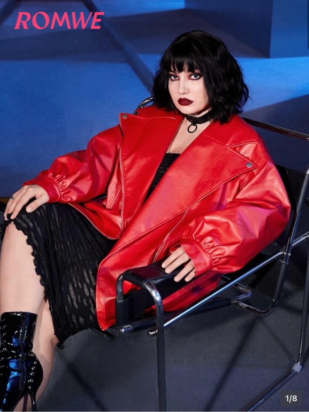Red faux leather jacket